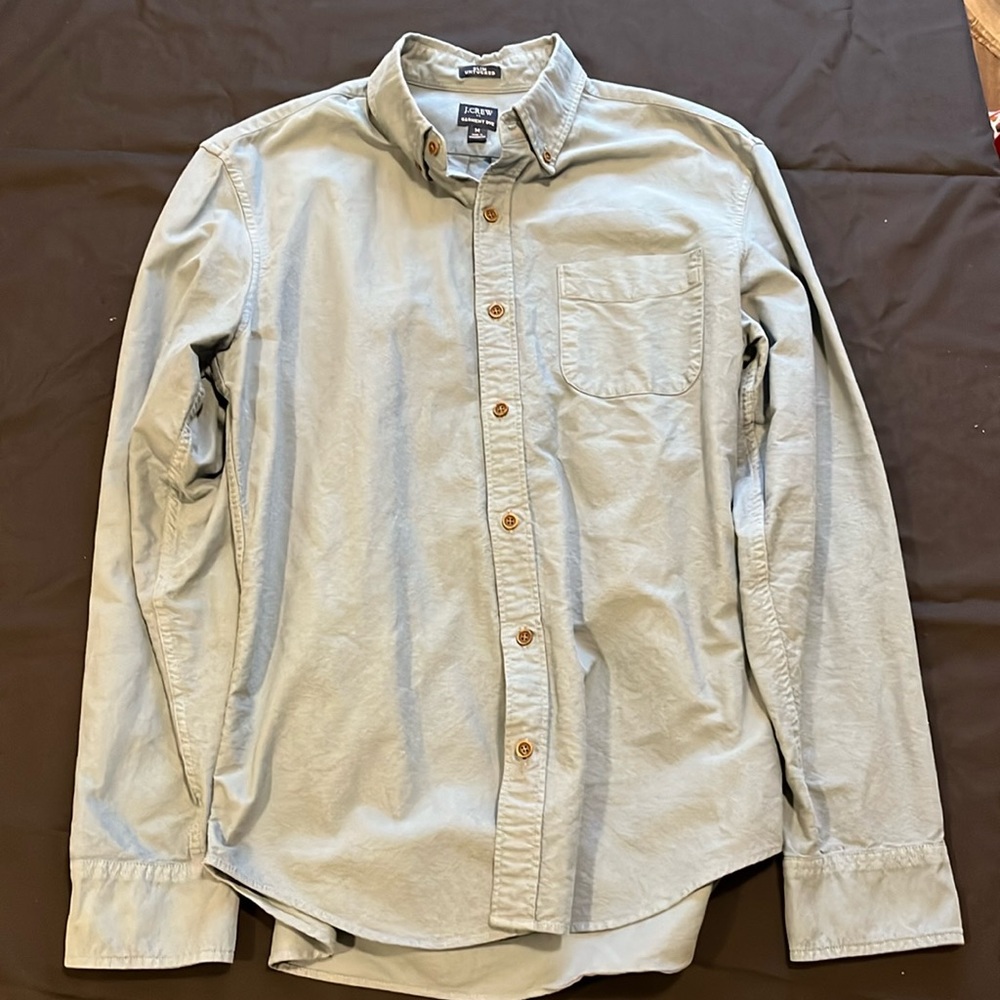 J. Crew Men’s Long Sleeve Button up Slim Untucked Medium Shirt Slate Blue